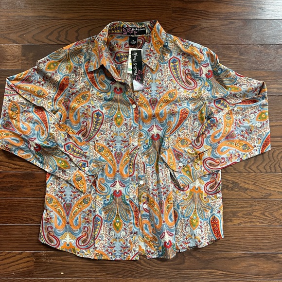 Peck & Peck Women’s Button Down Pattern Blouse NWT Size 14 - Picture 1 of 8
